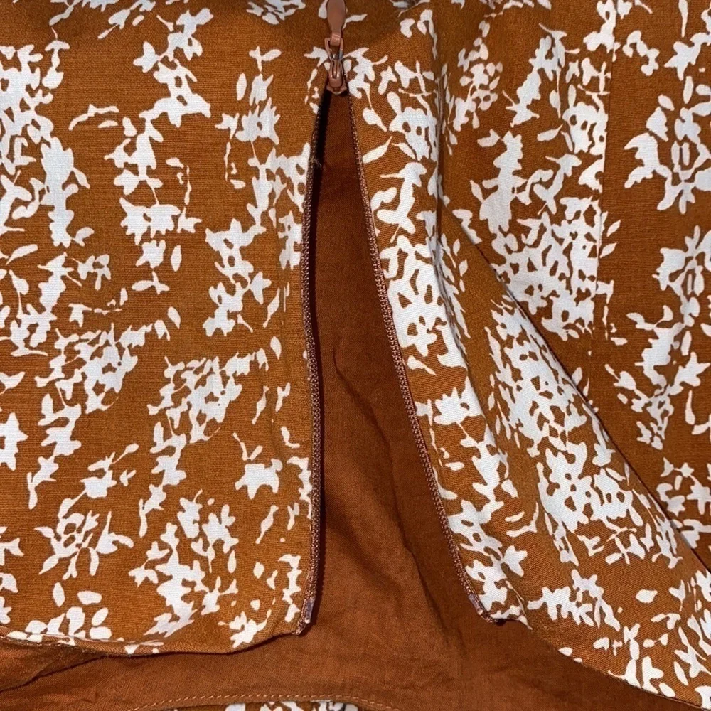 Lapis by Anthropologie Brown White Floral Cotton Blend A-line Dress Size Small - Picture 11 of 14